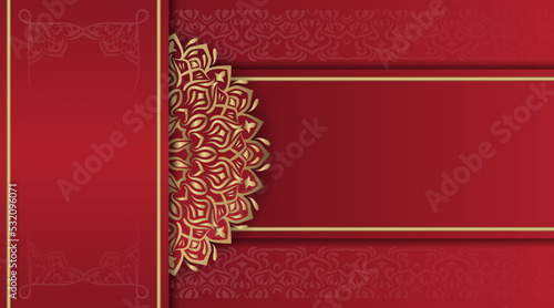 mandala background, red and gold