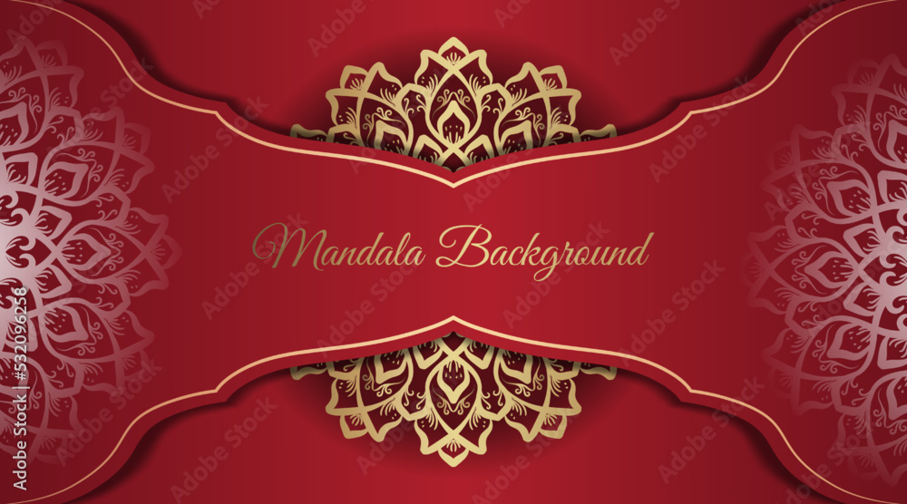 red luxury background, with mandala decoration