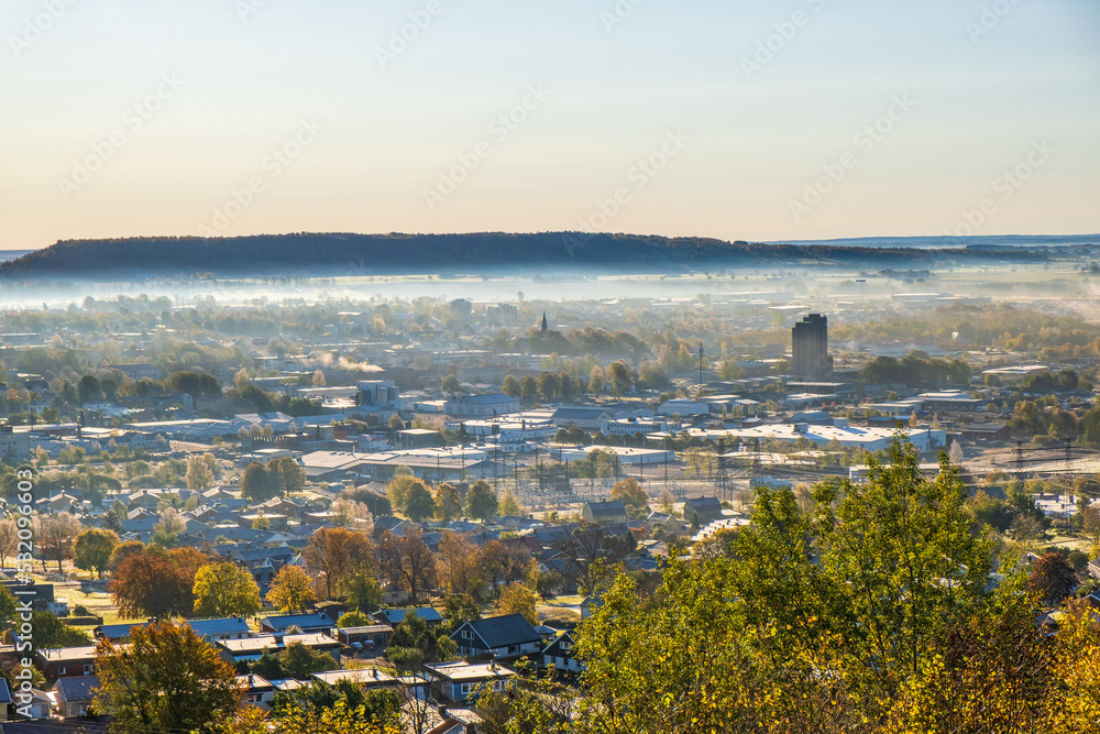 Cityscape view at a small town in autumn