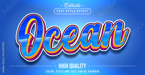Editable text style effect - Blue Ocean text style theme.