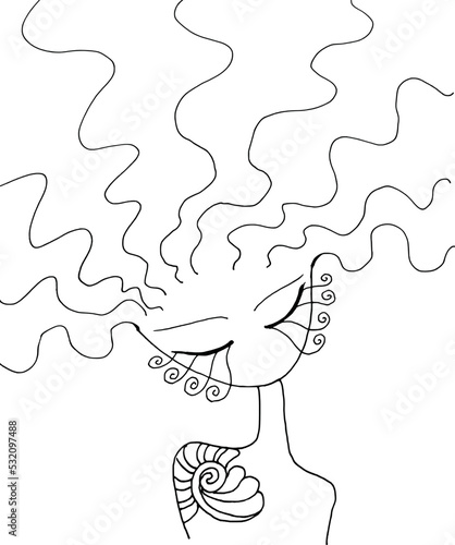 Black and white beauty hair mandala pattern design vector drawing
