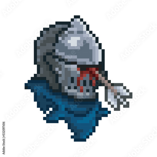Illustration knight killed by an arrow, pixel art