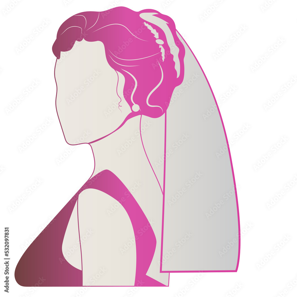 Bride with messy bun silhouette