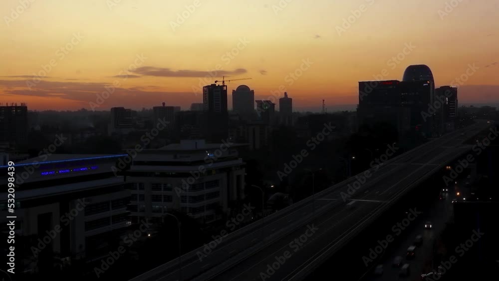 Sunset of Nairobi Skyline in Westland wit the view of the Nairobi express way. Sunset of Nairobi Skyline in Westland wit the view of the Nairobi express way.