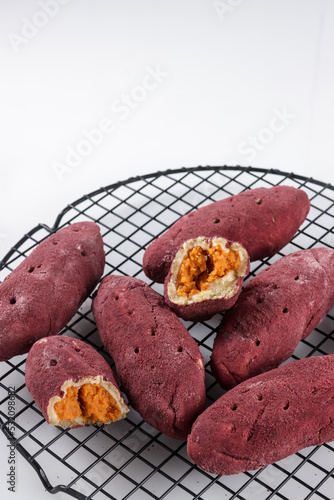 Goguma Ppang or Korean Sweet Potato Mochi Bread.  photo