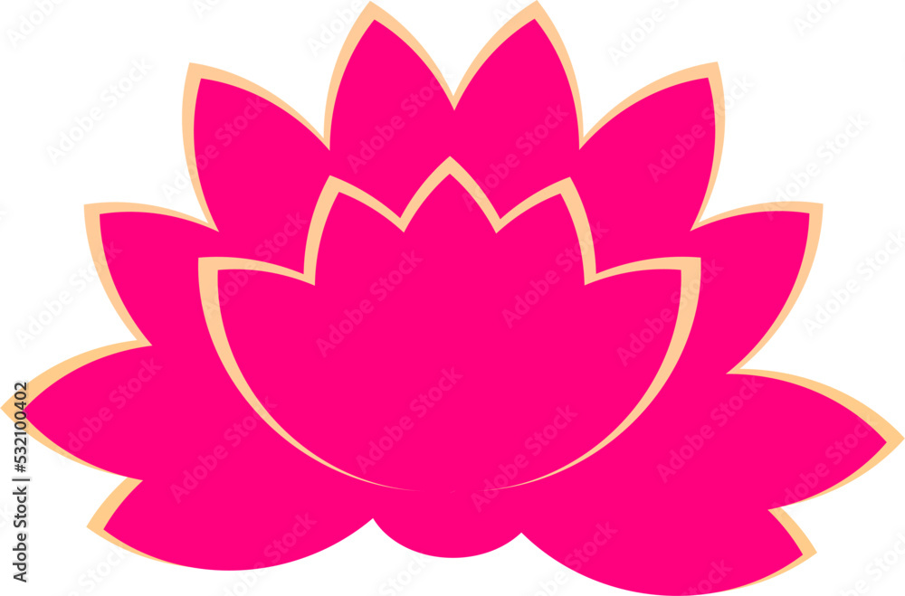  pink lotus flower vector art, flat design.