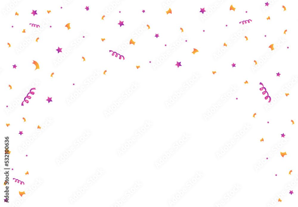 Bright confetti vector background with colorful ribbons and stars, place for yours text at the center. Anniversary, celebration, festival, carnaval, greeting illustration with fun explosion.