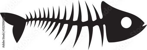 Isolated fish bone icon, fishbone black silhouette