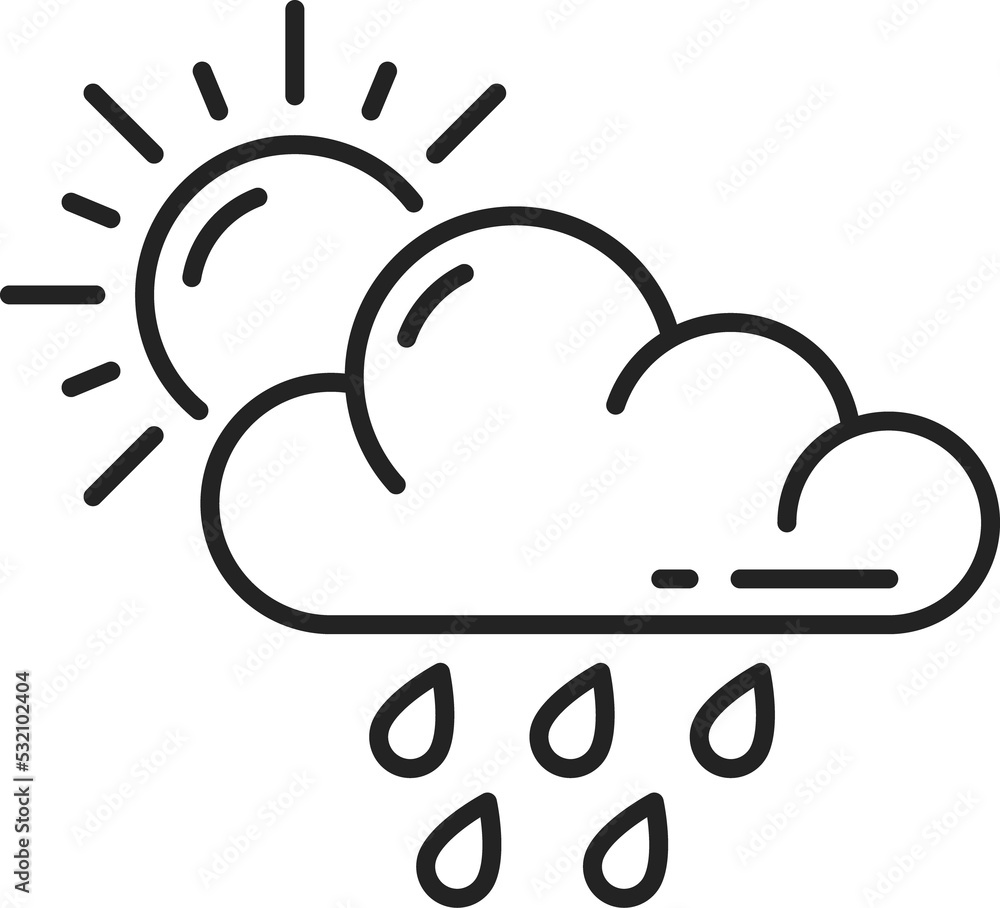 Cloud and rain, rainy weather at daytime, sun icon Cloud and rain, rainy weather at daytime, sun icon