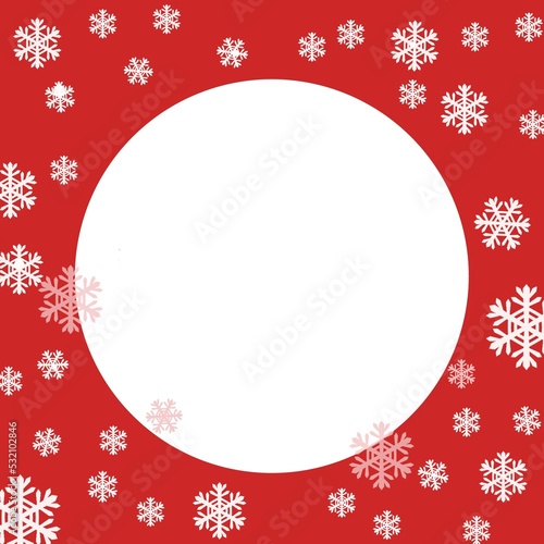 Christmas background of snowflakes on a red background with a place to record