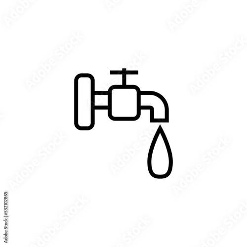 Water tap line icon isolated on white background