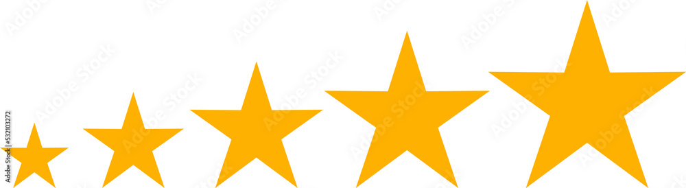 Rating mark of isolated five yellow stars rating Rating mark of isolated five yellow stars rating