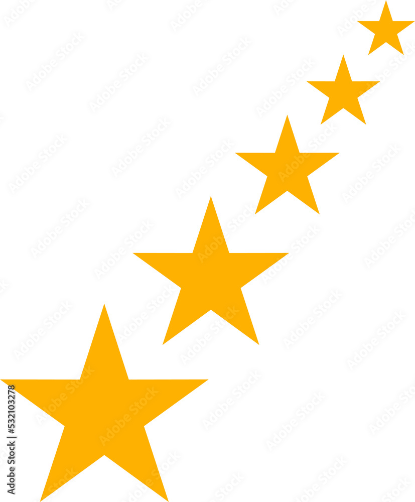 Rating mark of isolated five yellow stars rating Rating mark of isolated five yellow stars rating