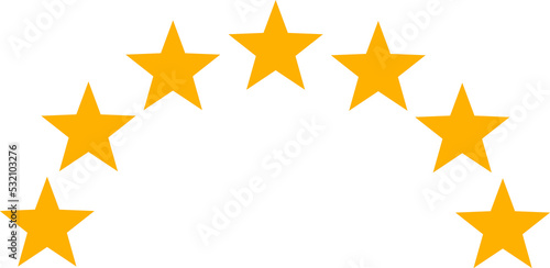 Rating mark of isolated seven yellow stars, frame