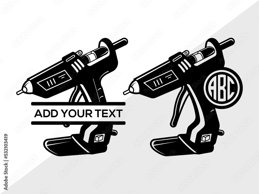 Hot Glue Gun Monogram SVG, Carpenter Svg, Glue Gun Svg, Split Monogram