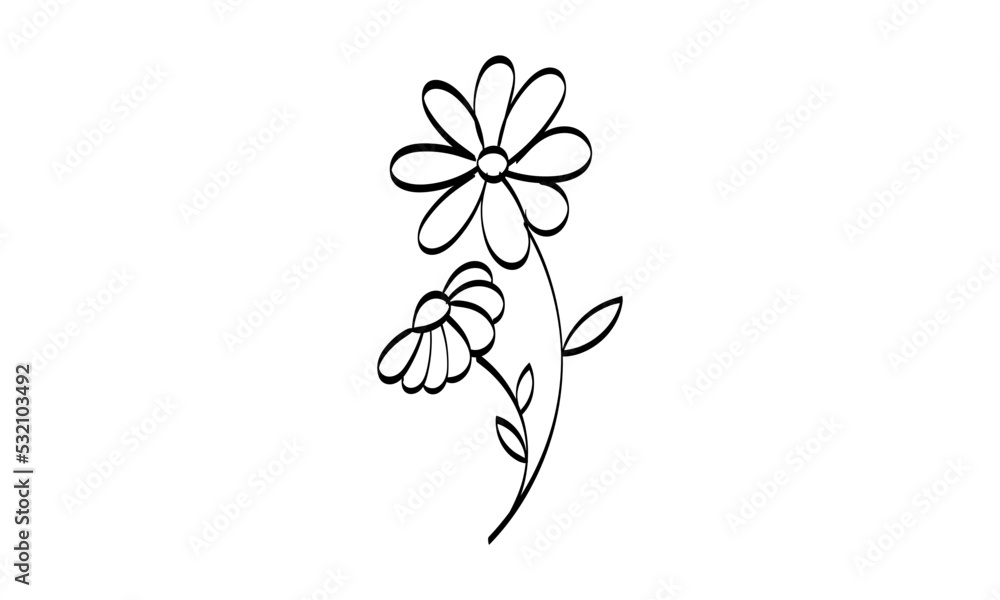 Floral Art.  flower drawing with line-art. Drawing vector graphics with floral pattern for design.