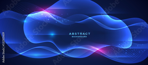 Gradient blue background with dynamic light effect.