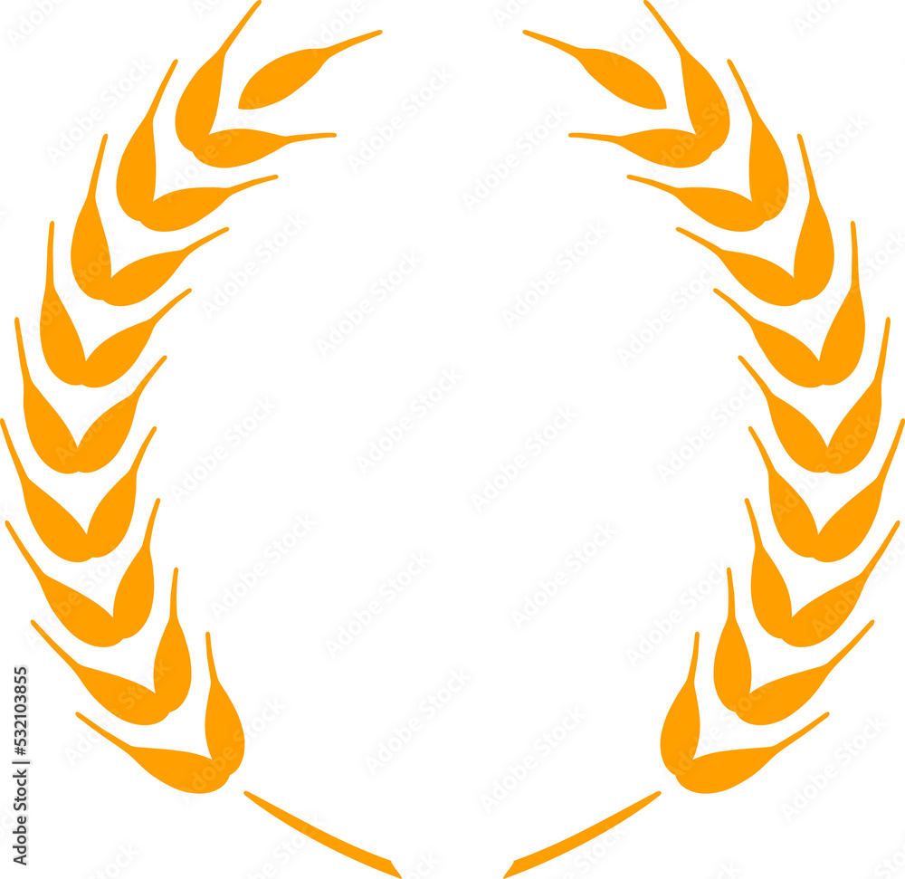 Cereal ears isolated wreath of two golden spikes Cereal ears isolated wreath of two golden spikes