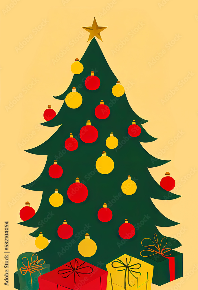 Abstract vintage retro christmas tree design for greeting card Stock ...