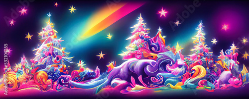 Colorful abstract christmas tree background header wallpaper illustration