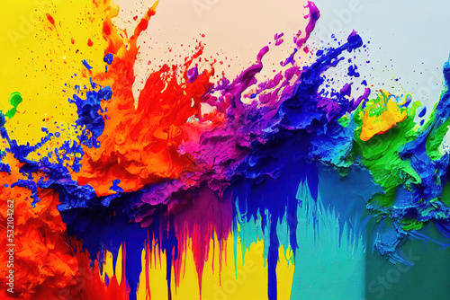 Papier peint Exploding rainbow color paint splashes as colorful background