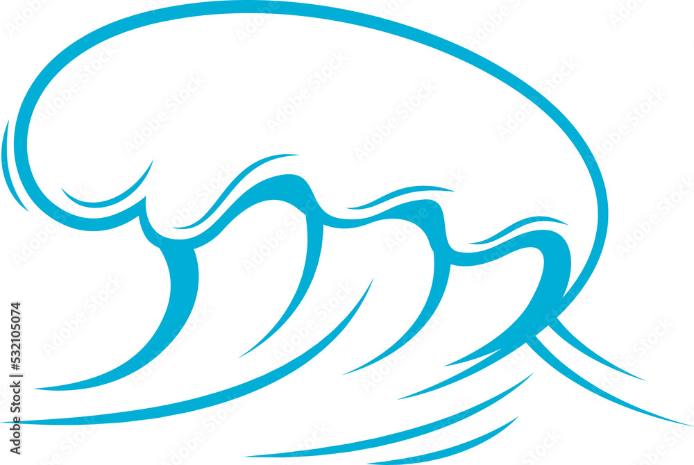 Splashing waves outline isolated sea ocean icon