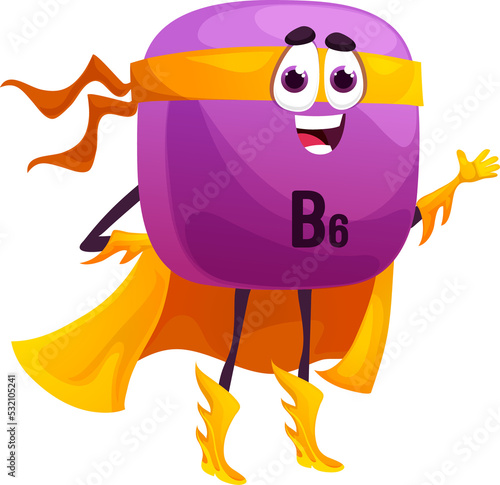Vitamin B6 character, cartoon pill drug personage