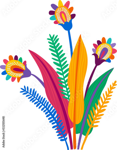 Cartoon tropical mexican or brazilian flower photo