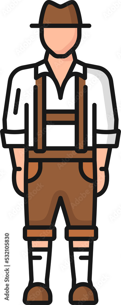 German farmer in uniform, gardener outline icon German farmer in uniform, gardener outline icon