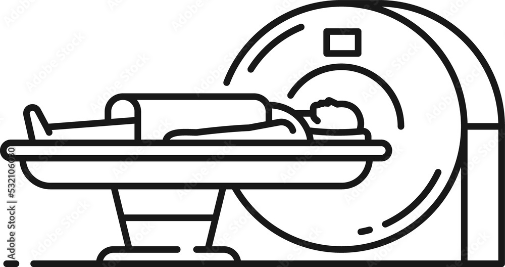 MRI scan on tomography outline icon, medical tests MRI scan on tomography outline icon, medical tests