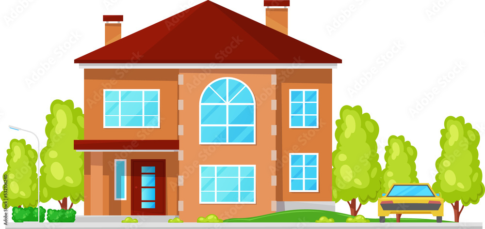 Obraz premium Suburban house, private cottage, vector townhouse