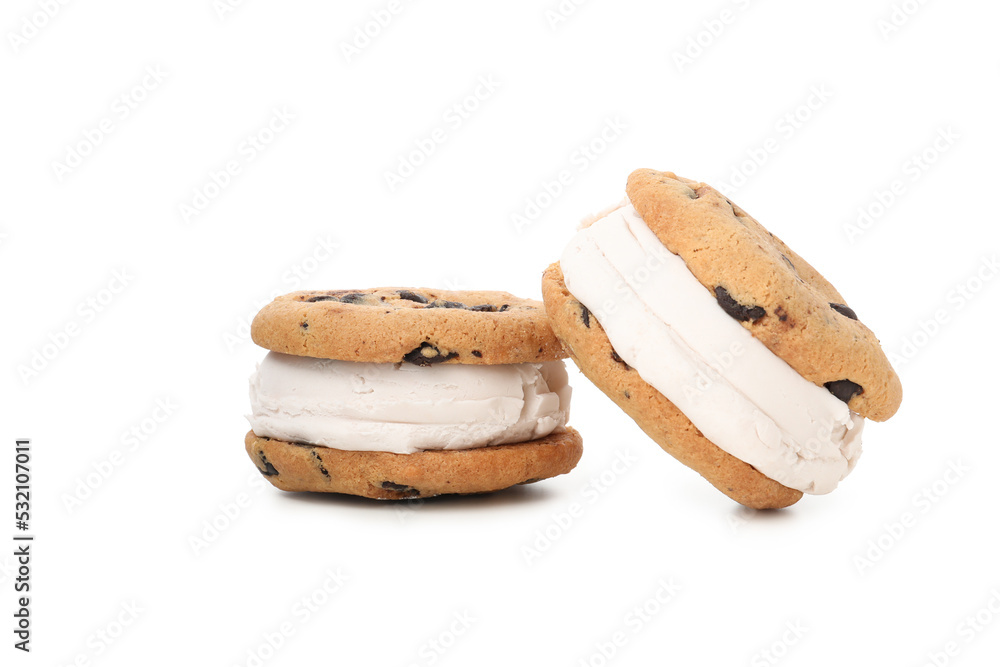 Cookies with ice cream isolated on white background Cookies with ice cream isolated on white background