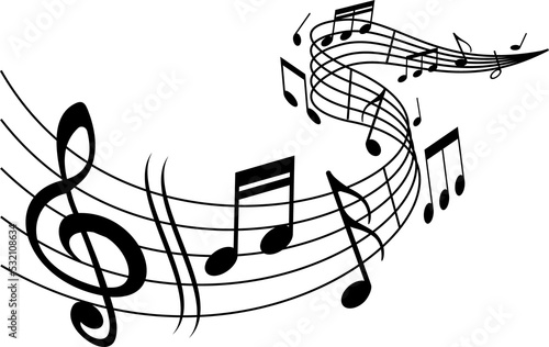 Music melody notes on wave, musical concert