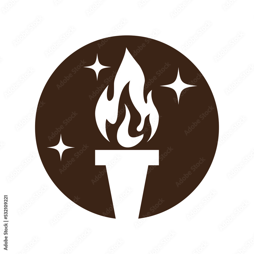 Fire torch with flame flat icons set. Collection of symbol flaming, illustration Fire torch with flame flat icons set. Collection of symbol flaming, illustration