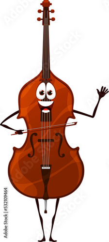 Cartoon cello or violoncello instrument character