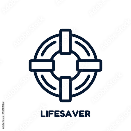 lifesaver outline vector icon from startup collection. black simple line buoy, lifebuoy, lifeguard linear icon isolated on white background. editable stroke icon for web and mobile