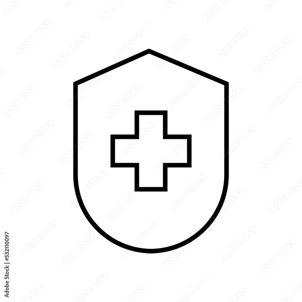 Graphic flat shield plus icon for your design and website Graphic flat shield plus icon for your design and website