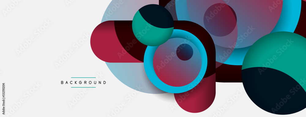 Fototapeta premium Creative geometric wallpaper. Minimal abstract background. Circles composition vector illustration for wallpaper banner background or landing page