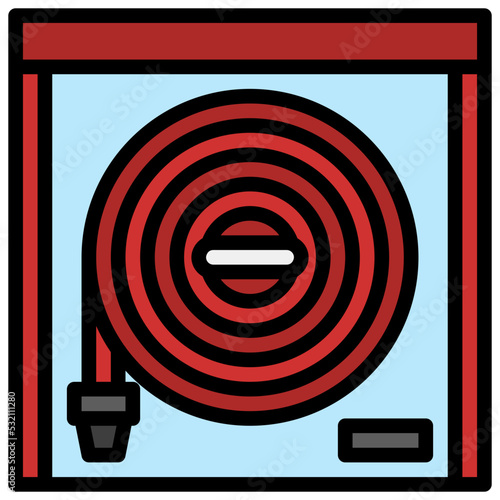 Fire Hose filled line color icon. Can be used for digital product, presentation, print design and more.