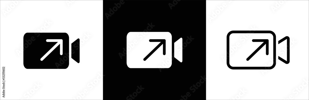Video icon. Video camera icon. Outgoing video calls icon. Vector illustration. Video icon. Video camera icon. Outgoing video calls icon. Vector illustration.