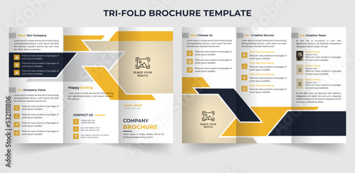 Abstract trifold business brochure template with modern shape