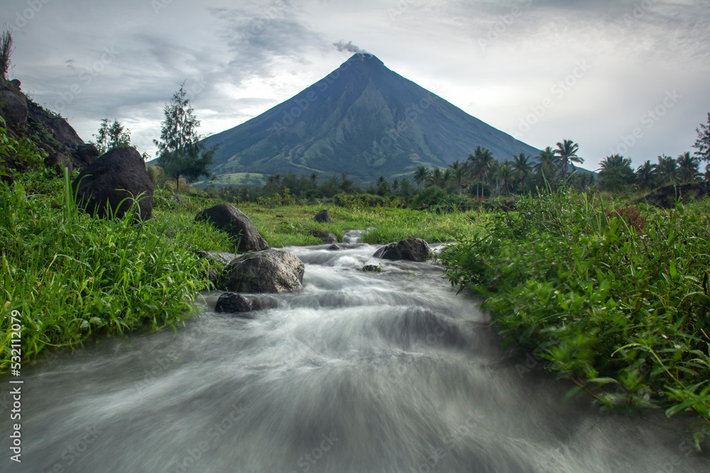River from Mayon Volcano with a long exposure running water. River from Mayon Volcano with a long exposure running water.