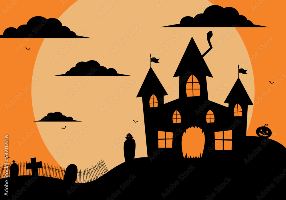 halloween dark scary strange house illustration and vector