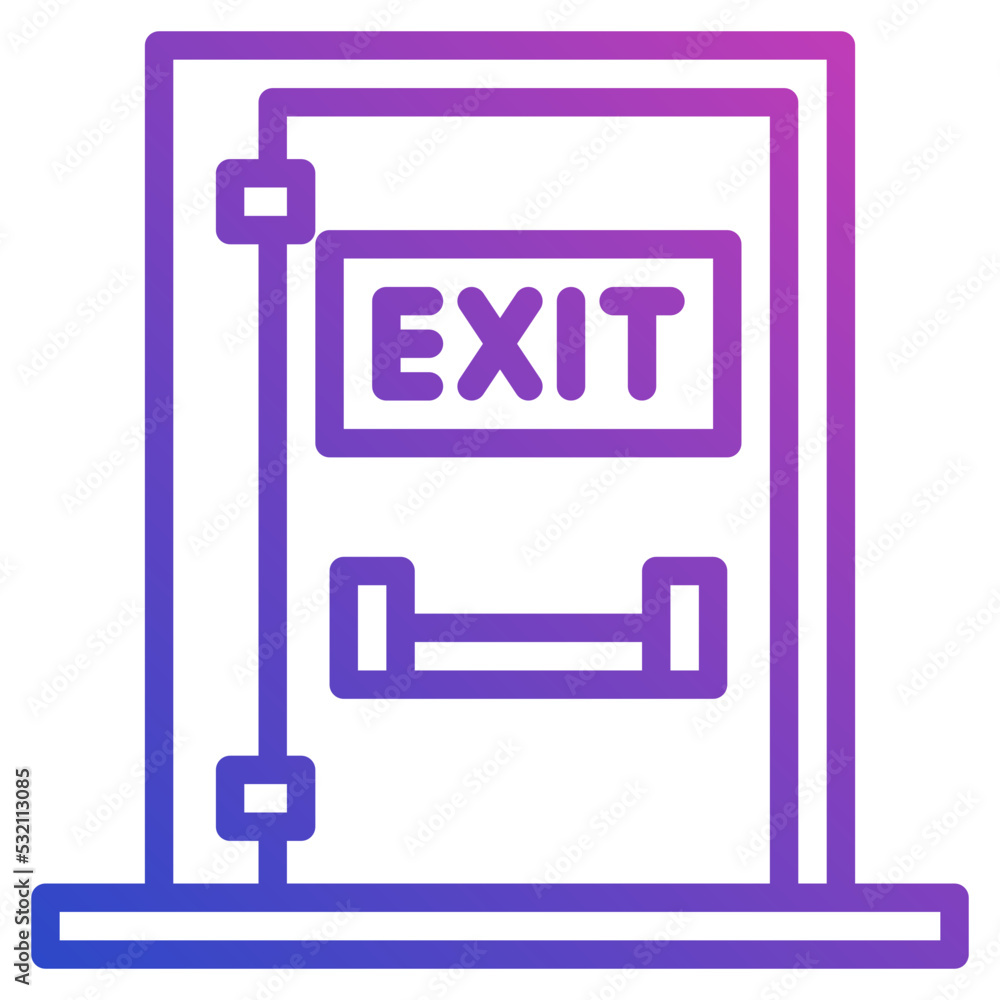 Exit Door Emergency line gradient icon. Can be used for digital product, presentation, print design and more. Exit Door Emergency line gradient icon. Can be used for digital product, presentation, print design and more.