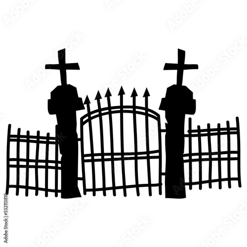 cemetery gate with crosses