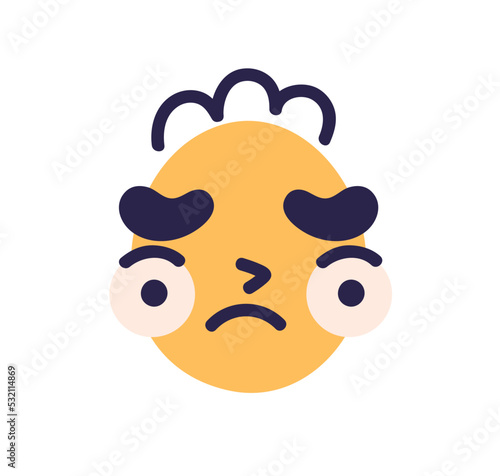 Face avatar with sad emotion. Cute abstract character with unhappy upset faci...