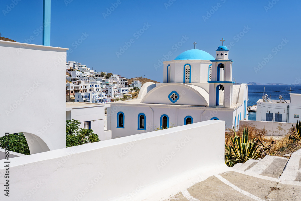 Architektura na Greckiej wyspie Astypalea - obrazy, fototapety, plakaty 