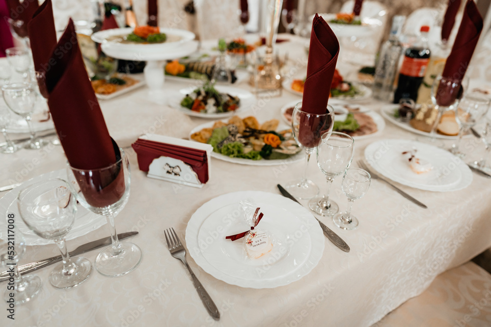 Fototapeta premium table setting for a wedding reception
