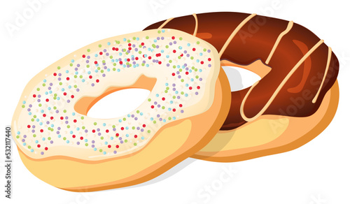 Donuts.Two doughnuts with different delicious fillings.Vector illustration isolated on a white background.