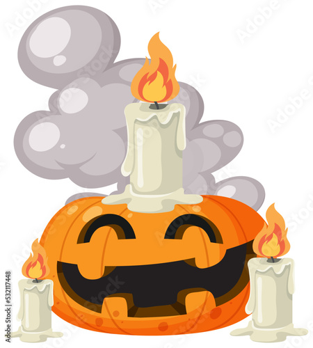 Happy pumpkin with candle on top